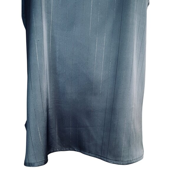 Halogen Medium Womens V-Neck Cap Sleeve Top Blue Pinstripe Polyester/Spandex - Picture 5 of 12